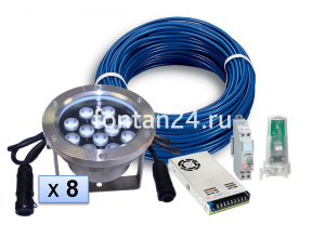 Комплект из 8 LED RGB прожекторов для плавающего фонтана Комплект из 8 LED RGB прожекторов для плавающего фонтана